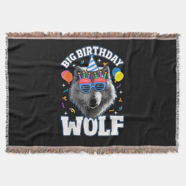 Big Birthday Wolf for Wolves Throw Blanket (Front)
