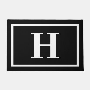 Big Black And White Bold Monogram Letter Doormat