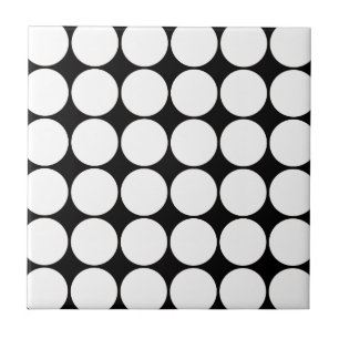 Big Black and White Polka Dots Circles Pattern Tile