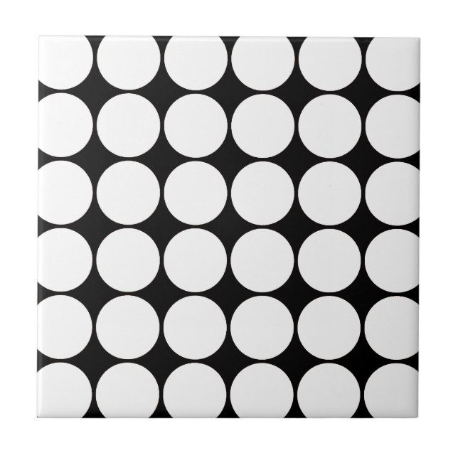 Big Black and White Polka Dots Circles Pattern Tile (Front)