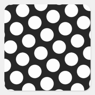 Big Black and White Polka Dots Square Sticker