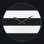 Big Black and White Stripes Large Clock<br><div class="desc">You can customize the white portion of this design by changing the background color.</div>