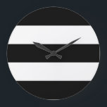 Big Black and White Stripes Large Clock<br><div class="desc">You can customize the white portion of this design by changing the background color.</div>