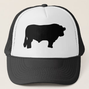 big black angus bull trucker hat