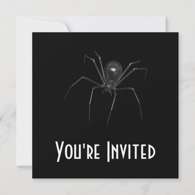 Big Black Creepy 3D Spider Invitation (Front)
