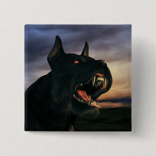 Big, black dog 2 inch square button