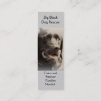 Big Black Dog Rescue Bookmark Style Biz Card