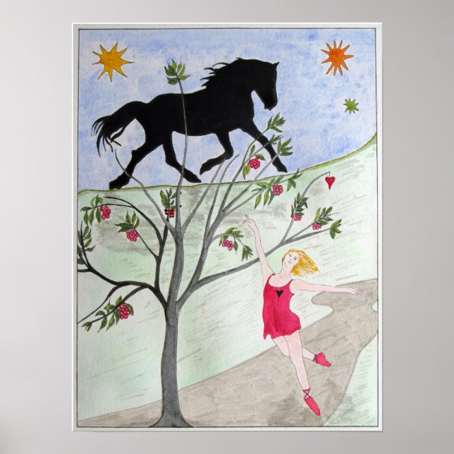 'Big Black Horse And A Cherry Tree' Poster (Front)