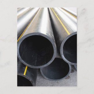 Big black pipe closeup plastic large diameter for postcard