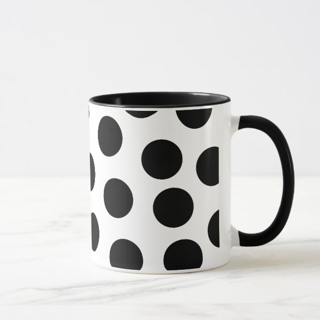 Big Black Polka Dots on Customizable Background Mug (Right)
