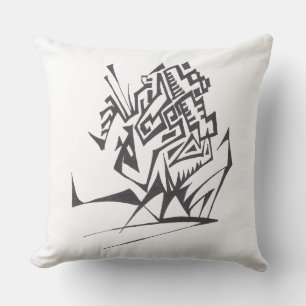 Big Black White Abstract Tribal Tattoo Art Throw Pillow
