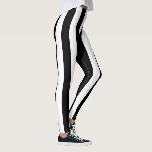 Big Black White Vertical Stripes Leggings