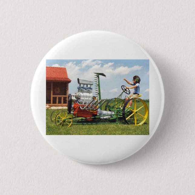 Big Block Lawn Mower 2 Inch Round Button (Front)