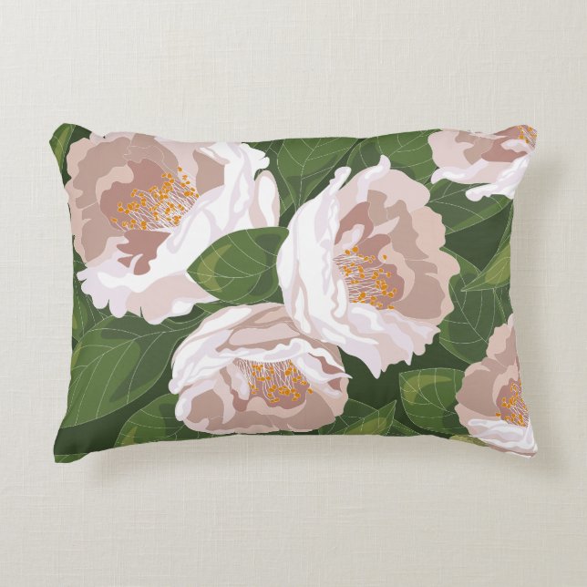 Big Bloom Camellia Charm Accent Pillow (Front)