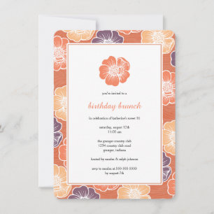 Big Bloom Seize Invitations d'anniversaire (orange