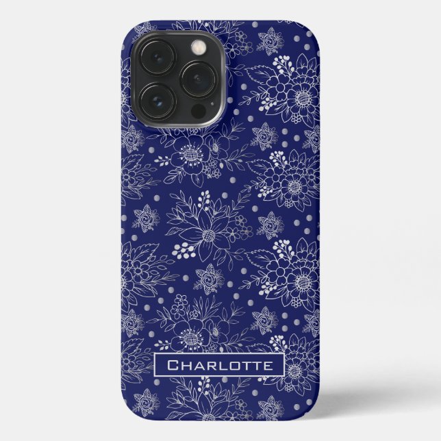 Big blossom floral seamless pattern personalized iPhone case (Back)