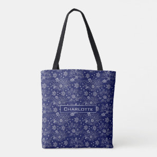 Big blossom floral seamless pattern personalized  tote bag