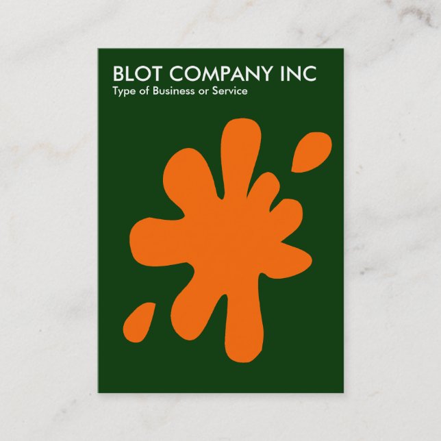 Big Blot - Orange on Dark Green 003300 Business Card (Front)