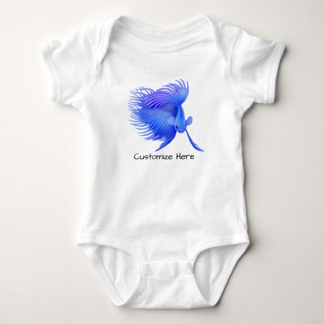 Big Blue Betta Fish Customizable One Pc Baby Bodysuit (Front)