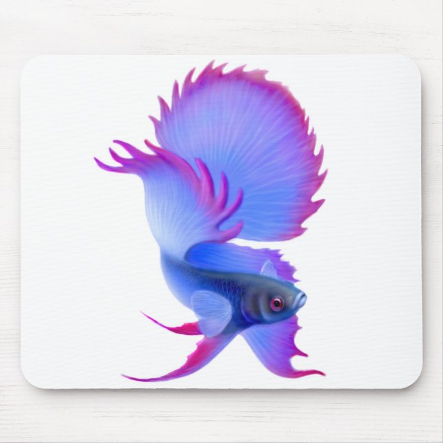 Big Blue Betta Fish Mousepad (Front)