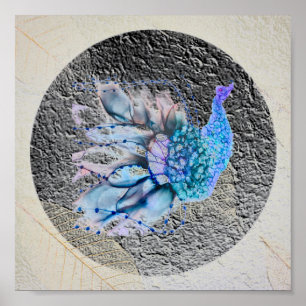 “Big Blue Bird” 8” x 8”Framed and Matted  Poster