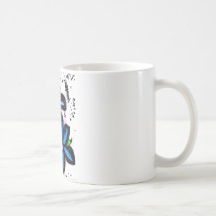 Big Blue Black Flowers Coffee Mug