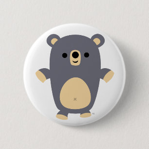 Big Blue Cartoon Bear button badge