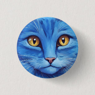 Big Blue Cat. 1 Inch Round Button