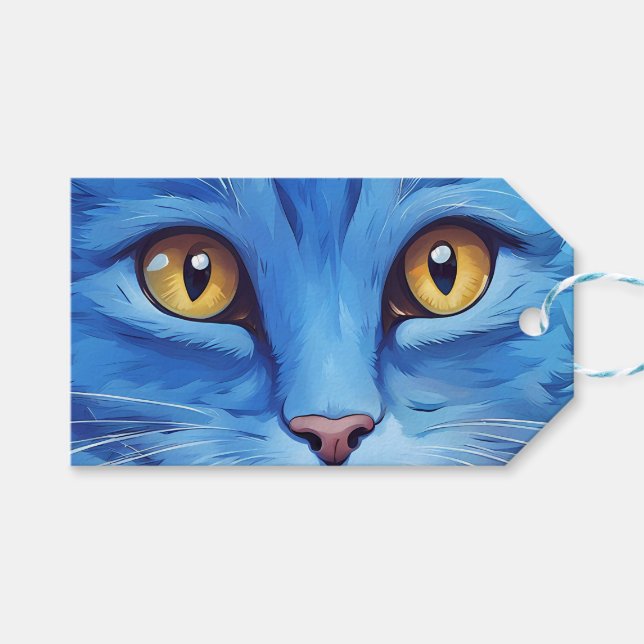 Big Blue Cat. Gift Tags (Front (Horizontal))