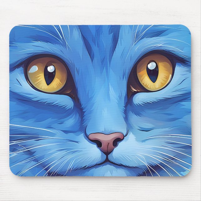 Big Blue Cat Mouse Pad (Front)