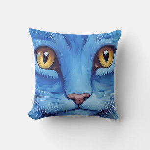 Big Blue Cat Throw Pillow