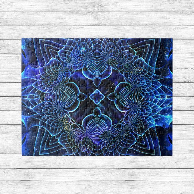 Big Blue Electric Galactic Geometry Poster Jigsaw Puzzle (Creator Uploaded)