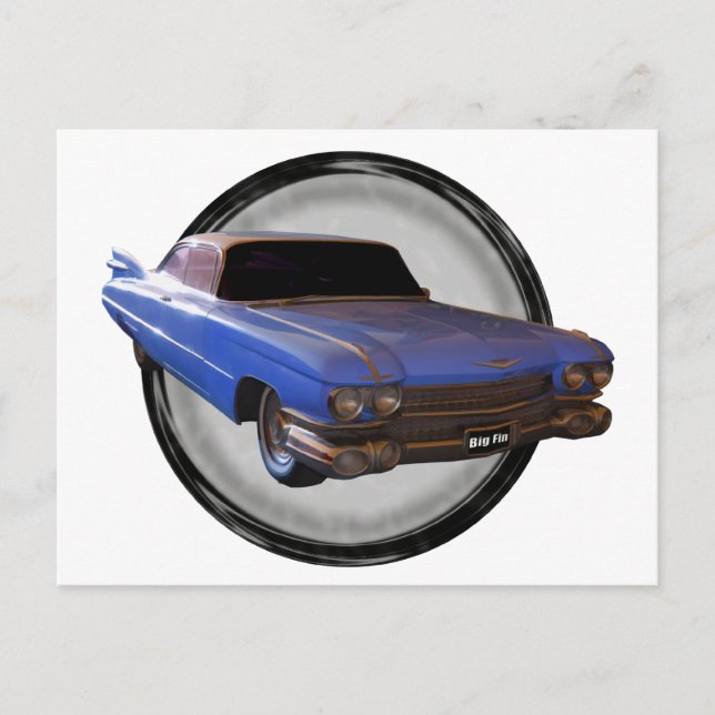 Big Blue Fin 1959 Cadillac Postcard (Front)