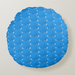 Big blue Hearts pattern Love Valentine's day Round Pillow