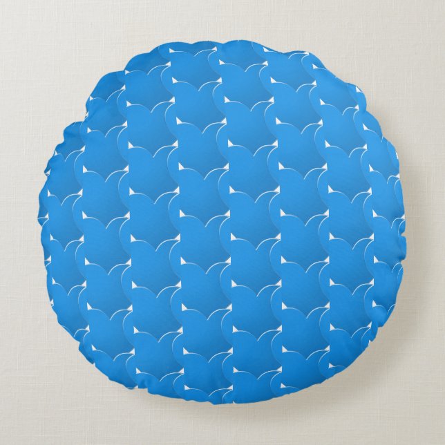 Big blue Hearts pattern Love Valentine's day Round Pillow (Front)