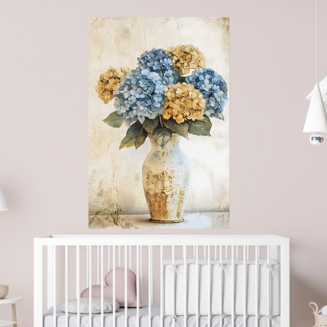 Big Blue Hydrangea Flowers Poster (Nursery 2)