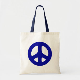Big Blue Peace Sign Beach Tote