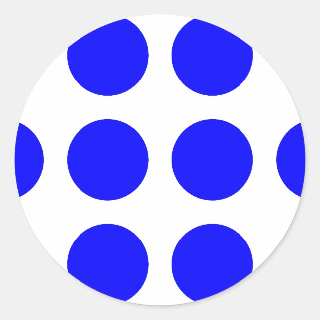 Big Blue Polka Dots Classic Round Sticker (Front)