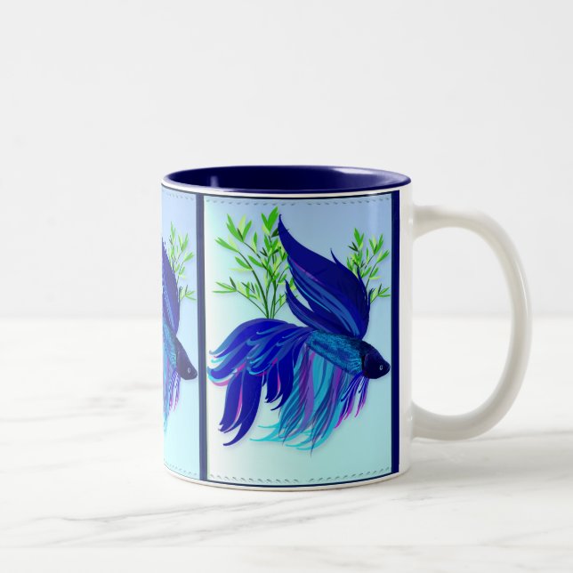 Big Blue Siamese Fighting Fish Mugs (Right)