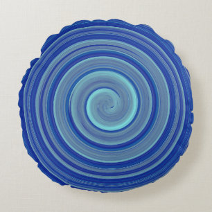 Big blue spiral round pillow