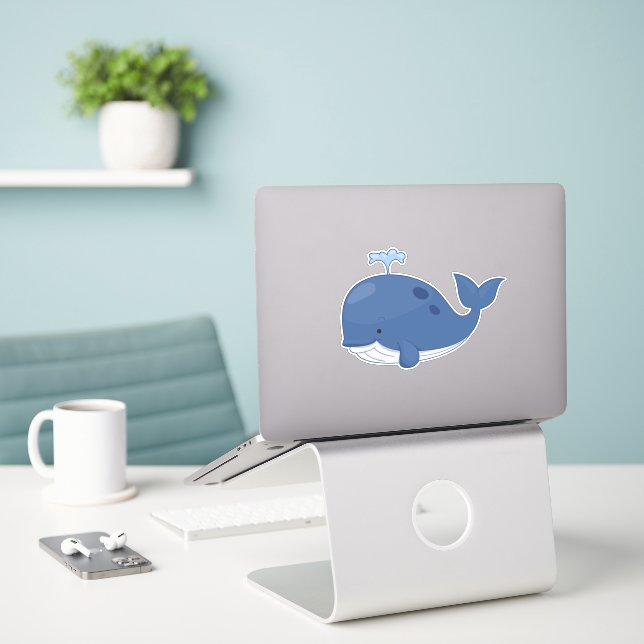 Big Blue Whale Watercolor (Laptop On Desk)