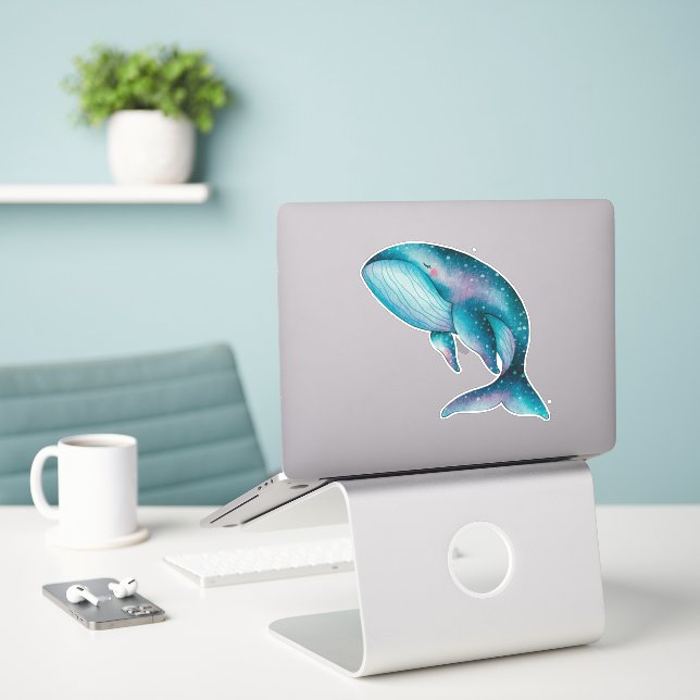 Big Blue Whale Watercolor (Laptop On Desk)