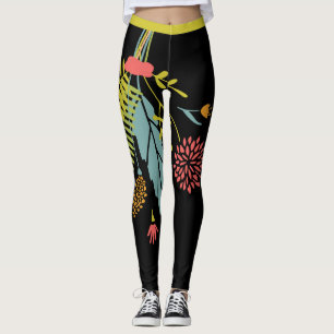 Big Bold Colourful Stylized Flowers Leggings