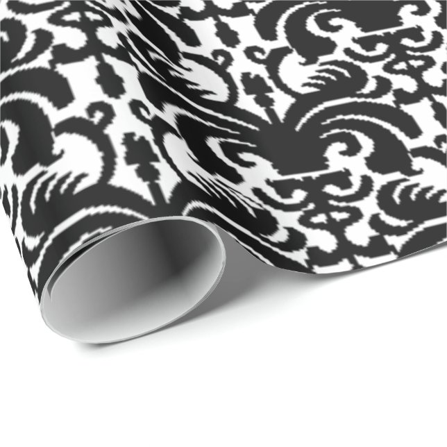 Big Bold Damask (Black) Wrapping Paper (Roll Corner)