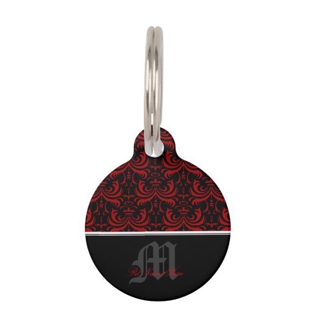 Big Bold Damask (Red) Pet Tag (Front)