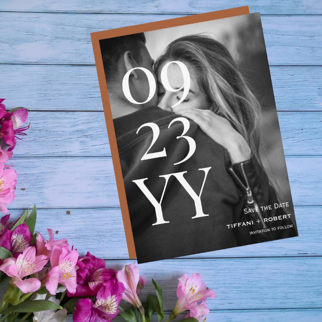 Big Bold Date Save the Date Photo Terracotta Back (Creator Uploaded)