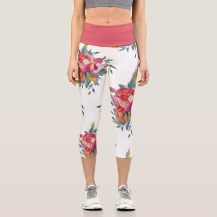 Big Bold Flower Pattern   Capri Leggings