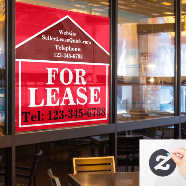 BIG BOLD FOR LEASE Custom Real Estate  Window Cling (Restaurant Window)