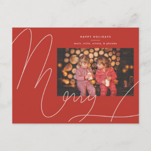 Big Bold Fun Script Merry Holiday Postcard