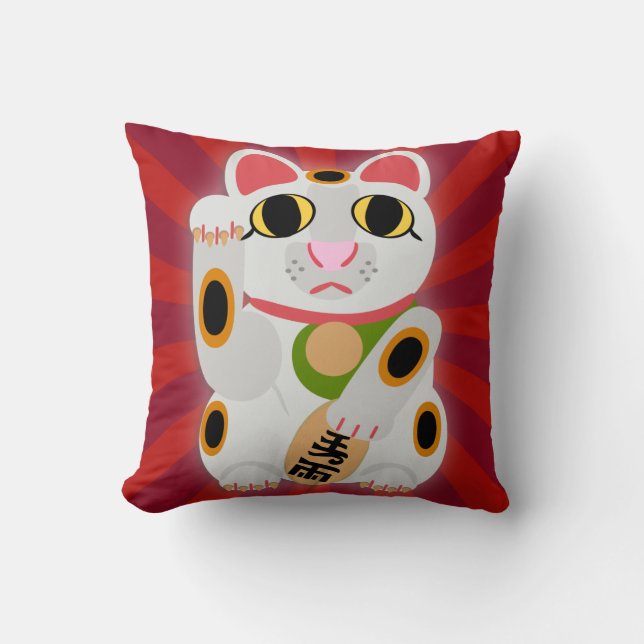 Big Bold Lucky Cat Symbol Throw Pillow (Front)